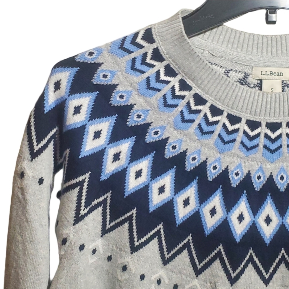 L. L. BEAN Cotton/Cashmere Sweater, Fair Isle Crewneck Size Small NEW with TAGS - Picture 5 of 8